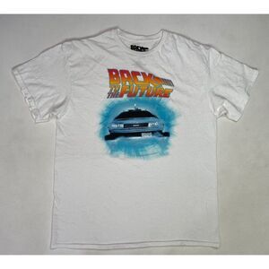 Back To The Future Movie Graphic T-shirt Men Large White Short Sleeve